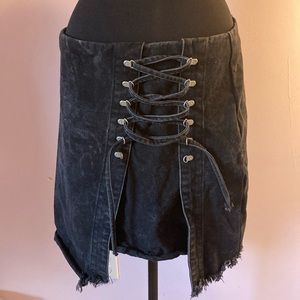 Distressed Corset Denim Skirt